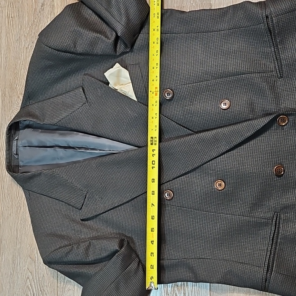 Datti Italy Wool Brown & Black Houndstooth Double Breasted Blazer Jacket 44R - Picture 13 of 16